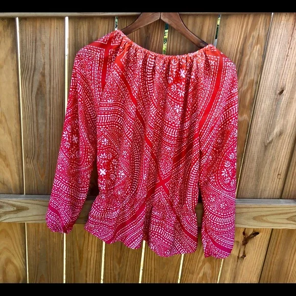 Ellen Tracy Shirt Ombre Peasant Top paisley Sz. Small - Picture 7 of 9